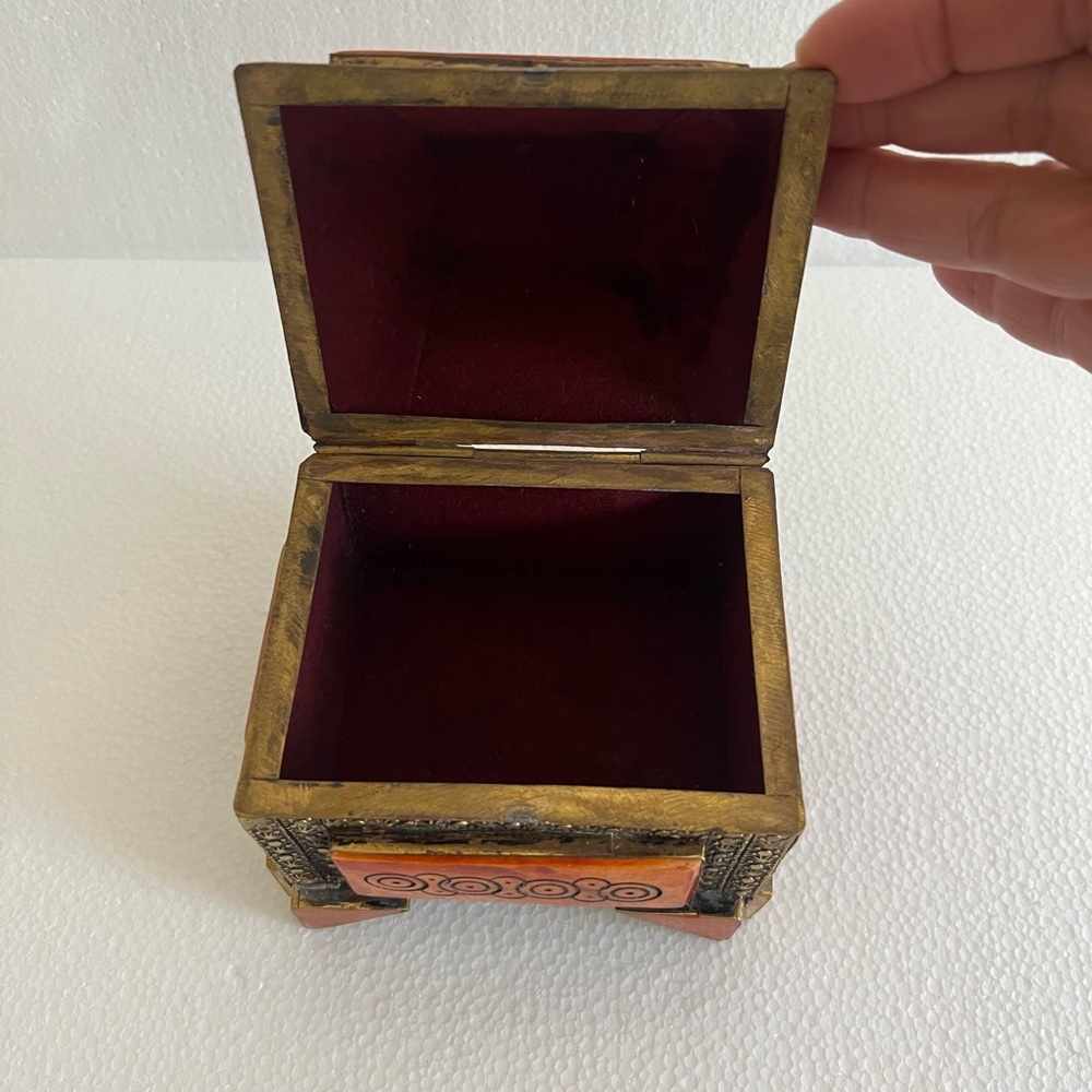 Antique Moroccan Metal Snd Bone Trinket / Jewelry Box - Picture 3 of 6